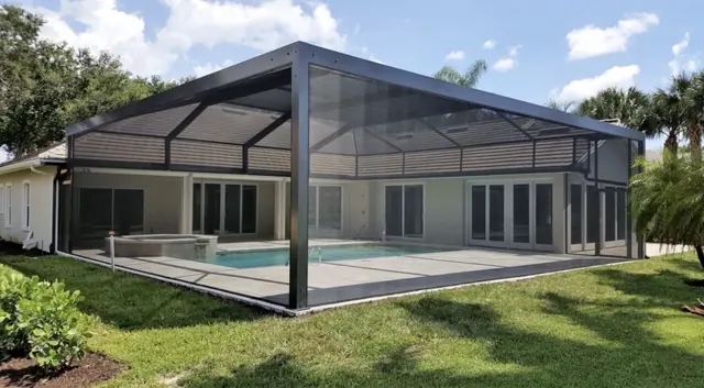Aluminum pool cage screen enclosure installation