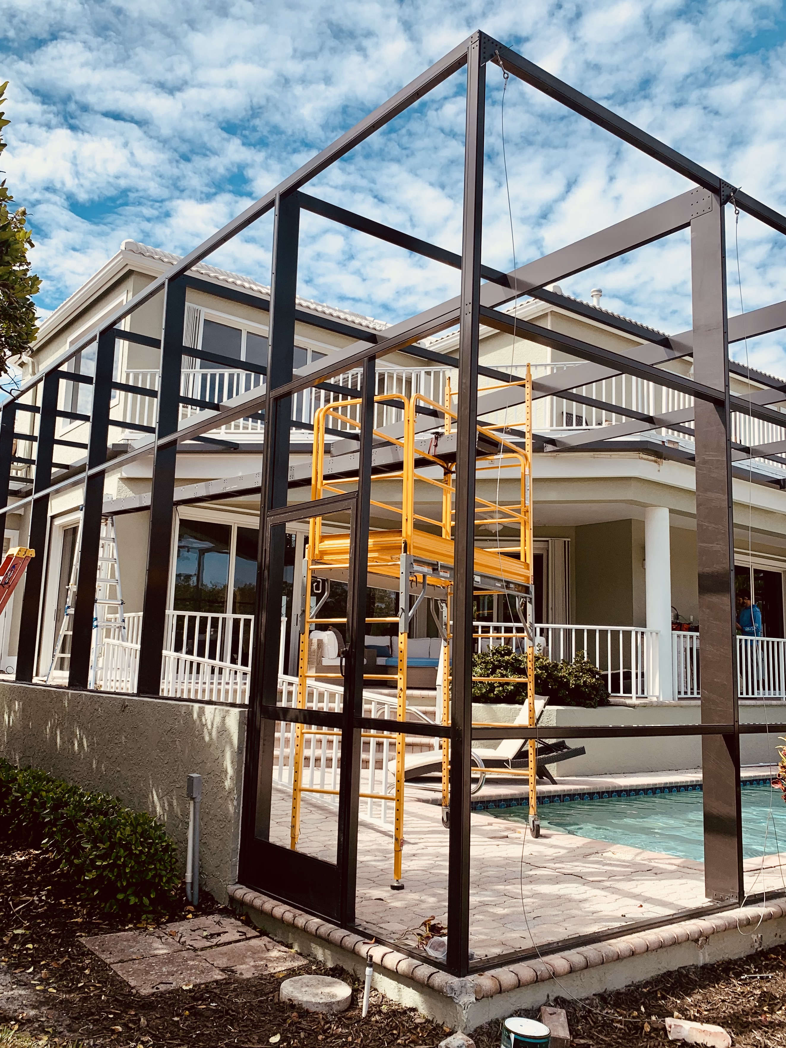Pool enclosure framing work in progress